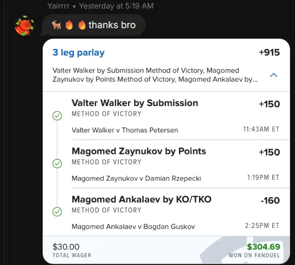 Winning slip